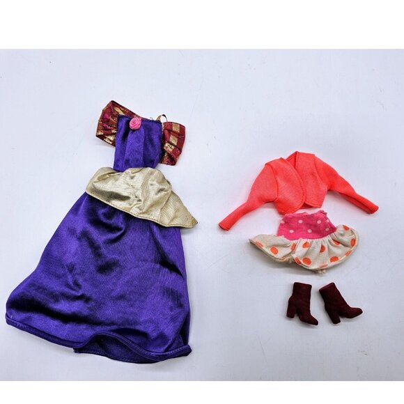 Vintage Genuine Barbie Gown And Jacket, Mini Skirt And Red Velvet Boots - Picture 1 of 13